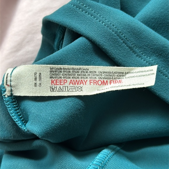 Free People "Vibing You" Teal Top with Sheer Ruched Sleeves - Picture 6 of 6